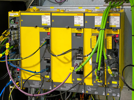 Chonburi Thailand - 18 July 2023: CNC controllers system in the CNC machine in the Thai- German...