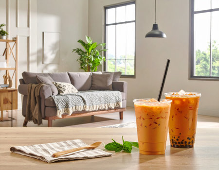 Thai milk tea in the coffee shopの素材