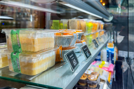 Bangkok Thailand - 15 May 2026: Many bakery in pack for sale in the Amazon coffee shop