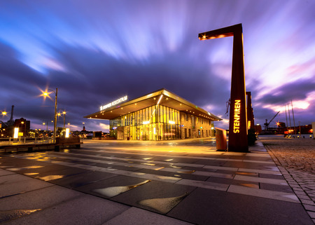 Stenpiren bus station gothenburg which started operation in 2017 Sweden captured during stormのeditorial素材