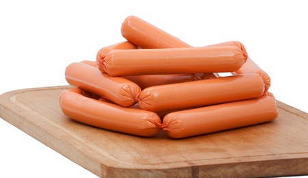 meat delicatessen on the board isolated on the white  の写真素材