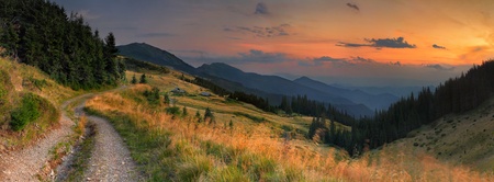 Colorful autumn landscape in the mountains. Sunriseの写真素材