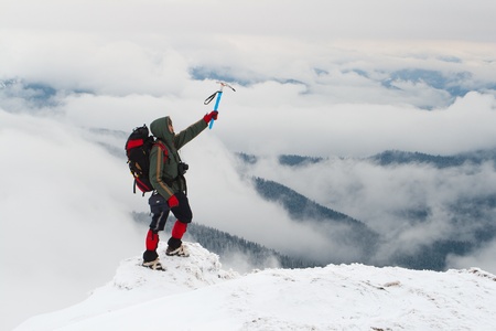 man conquest the peakの写真素材