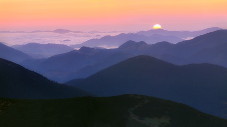 Sunrise in the mountainsの写真素材