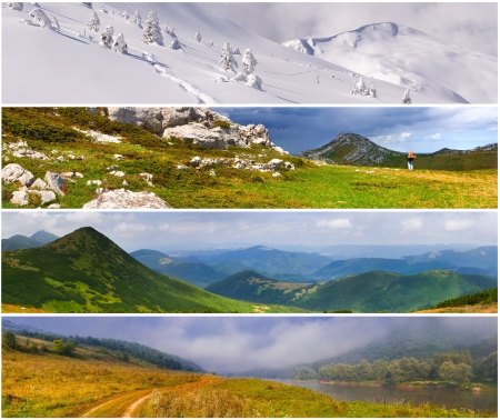 Set of the 4 seasons landscape for bannersの写真素材
