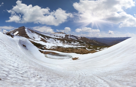 Beautiful spring landscape in the mountainsの写真素材