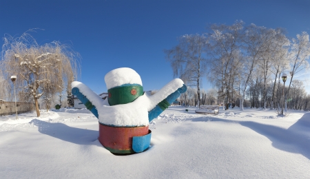 Beautiful winter landscape in the city parkの写真素材