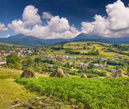 Beautiful summer landscape in the mountains villageの写真素材