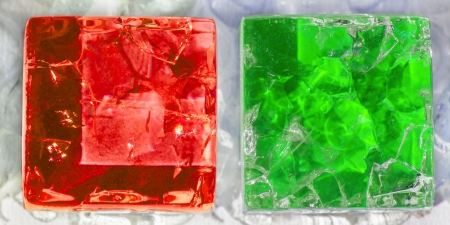 Two squares of cracked glass used as a background