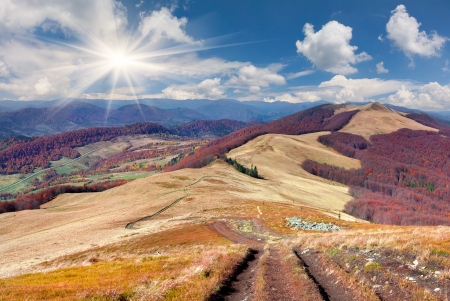 Colorful autumn landscape in the mountainsの写真素材