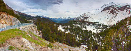 Panorama of the pass dal Fourn, Switzerland, Alps.の写真素材