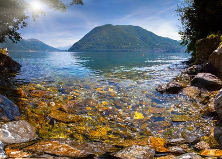 View of Lake Como, the Alps, Italy. の写真素材