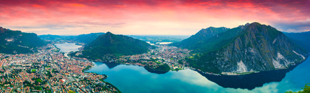 Panorama of the city Lecco. Lecco, Alps, Italy, Europe.の写真素材