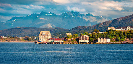 Suburbs of Alesund port town on the west coast of Norway, at the entrance to the Geirangerfjord....