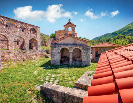 Abandoned St. Mary Monastery. Splendid spring scene of Albania, Europe. Travel concept background.の写真素材