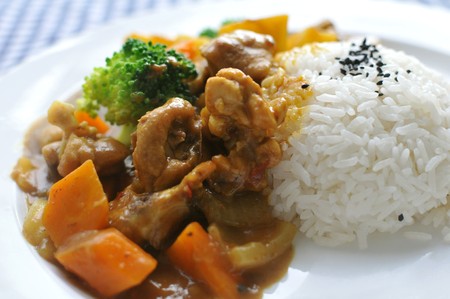 Curry potato Chicken with Riceの写真素材