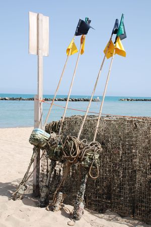 Baskets used for the purposes of fishing on a southern Italian beach 