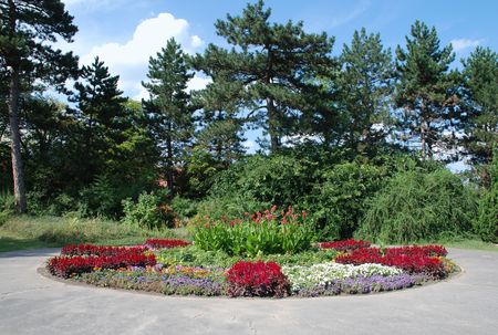 The formal gardens outside of the barqoue palace Festetics Kastely in Keszthely, Hungary の写真素材