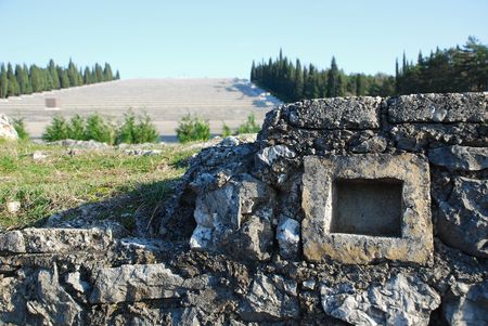 Armoured World War One trenches at Redipulia in Friuli, Italy. The trenches were built by the infantry of the Siena, Savona and Cagliari Brigades during the June/July 1915 First and Second Battles of the Izonzo River の写真素材