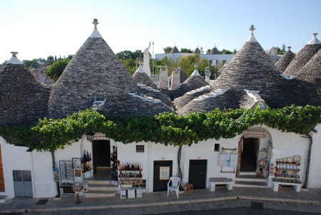 Alberobello, Italy, 09.01.08: A souvenir shop in a trullo building. The trulli are protected under UNESCO World Heritage laws. In part of town, many of them have been converted to tourist shops or restaurantsのeditorial素材