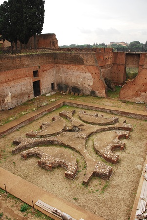 The lower floor of Domus Augustana (the House of Augustus) on Palatine Hill in Rome の写真素材