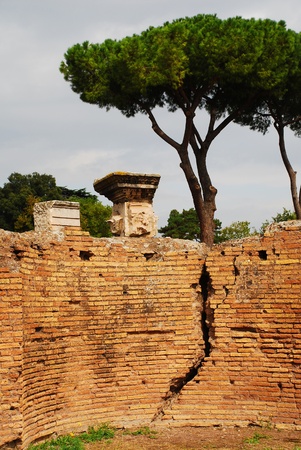 A section of wall located within the Roman Forum in Rome, Italy の写真素材