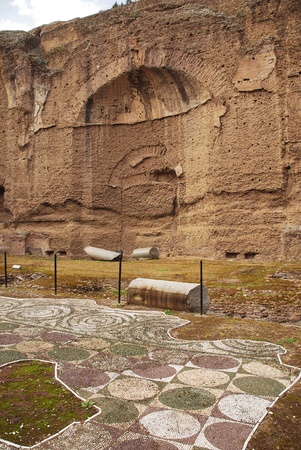 The Terme di Caracalla Roman Baths in Rome, Italy. Built in the 3rd century AD to include a library and gymnasiums in addition to the baths, it nowadays sometimes used as a concert and opera venue の写真素材