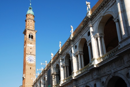 The Basilica Palladiana in Piazza dei Signori, Vicenza, Italy. Originally constructed in the 15th century, this UNESCO World Heritage Site Renaissance building was later partly reconstructed by Palladio の写真素材