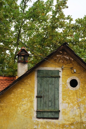 An historic building in the medieval Slovenian town of Skofja Lokaの写真素材