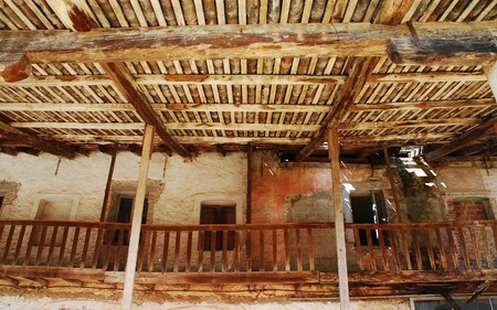An old derelict agricultural building in Friuli, north east Italyの写真素材