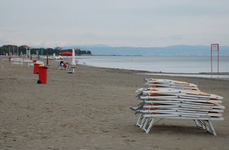Grado beach on a cold September day. の写真素材