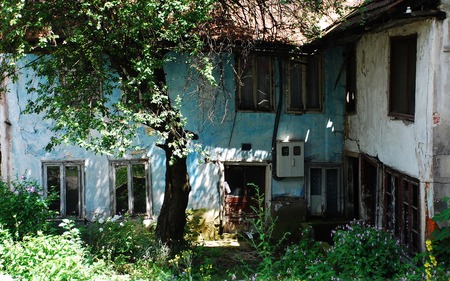 An historic derelict building in Travnik in the  Central Bosnia Canton in Bosnia and Herzegovina.の写真素材