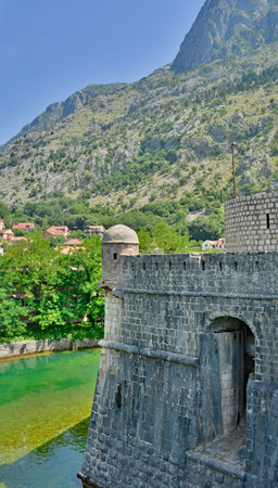 The Bembo Bastion, part of Kotor's defensive city walls. Dates from 1540.のeditorial素材