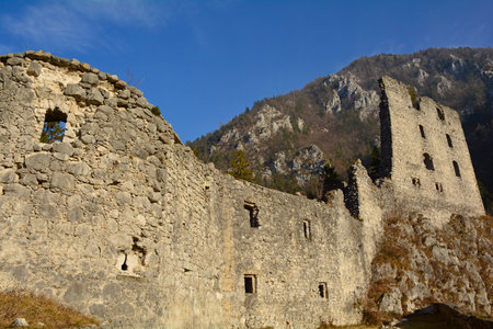 The 12th century Grad Kamen castle in Slovenia.のeditorial素材