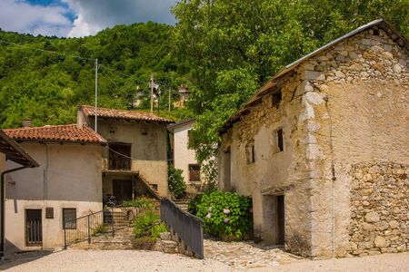 The small historic hill village of Drenchia Inferiore in Friuli-Venezia Giulia, north east Italyの写真素材