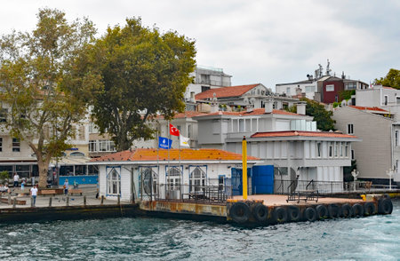 Istanbul, Turkey - September 16th 2019. The Beylerbeyi ferry station on the Bosphorus in the Uskudar district of Istanbulのeditorial素材