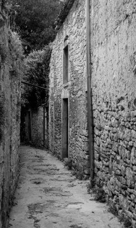 An alleyway in the historic village of Vodnjan (also called Dignano) in Istria, Croatiaの写真素材