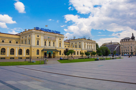 Krakow, Poland - July 12th 2018. The old central train station in Plac Jana Nowaka Jezioranskiego which operated until 2014 when a new train building was opened. The old building is now used as a museumのeditorial素材