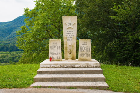 Dolje, Slovenia - July 26 2020. A commemorative memorial near the village of Dolje in Primorska, western Slovenia, commemorating those who died during the second world warのeditorial素材