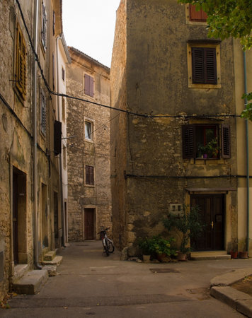 A street in the historic village of Vodnjan (also called Dignano) in Istria, Croatiaのeditorial素材