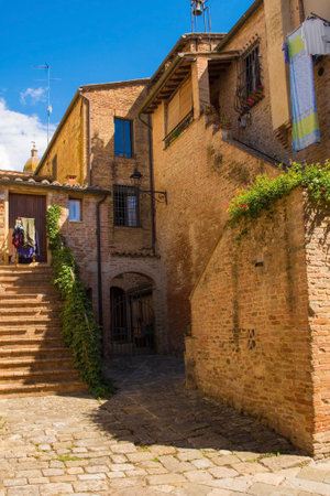 A residential building in the historic medieval village of Buonconvento, Siena Province, Tuscany, Italyのeditorial素材