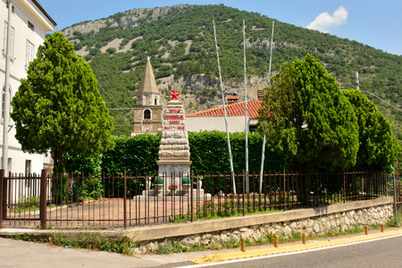Bagnoli Superiore, Italy - June 10th 2018. A commemorative memorial in the village of Bagnoli Superiore in Friuli Venezia Giulia commemorating those who died during the second world warのeditorial素材
