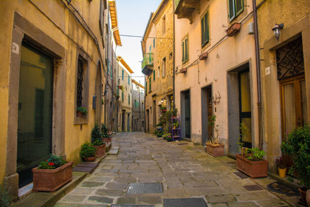 A street in the historic medieval village of Santa Fiora in Grosseto Province, Tuscany, Italyのeditorial素材