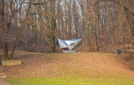 Zagreb, Croatia -  December 30th 2018. A Yugoslavia era war memorial in the Dotrscina Memorial Park in a suburb of the capital Zagrebのeditorial素材