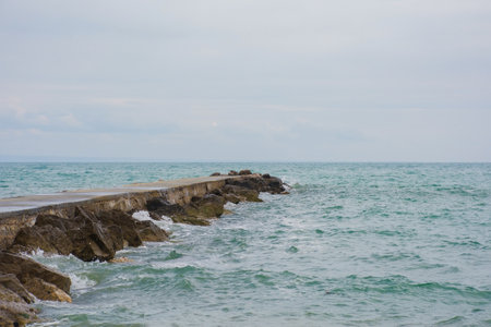 The sea off the coast of Grado in Friuli-Venezia Giulia in north east Italy in late April