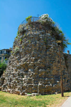 The North Defence Tower of Peskera from 1473 in the historic medieval coastal town of Porec in Istria, Croatiaの写真素材