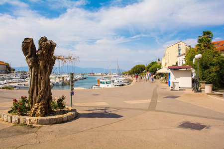 Malinska, Croatia - 7th September 2021. The coastal town of Malinska on Krk island, Primorje-Gorski Kotar County, western Croatiaのeditorial素材