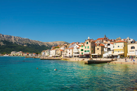 Baska, Croatia - 4th September 2021. The south Krk island town of Baska in the Primorje-Gorski Kotar County of western Croatiaのeditorial素材