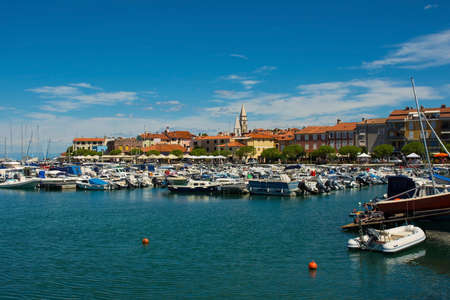 The historic town of Izola on the Adriatic coast of Sloveniaの写真素材