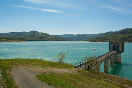 Jezero Butoniga artificial lake in spring central northern Istria, Croatiaの写真素材